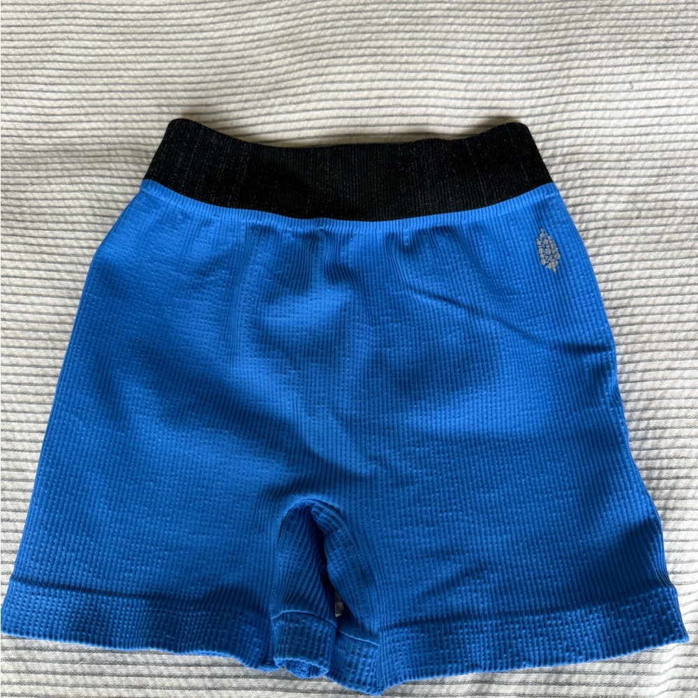 FP Movement by Free People Blue Bike Shorts with Black Waistband